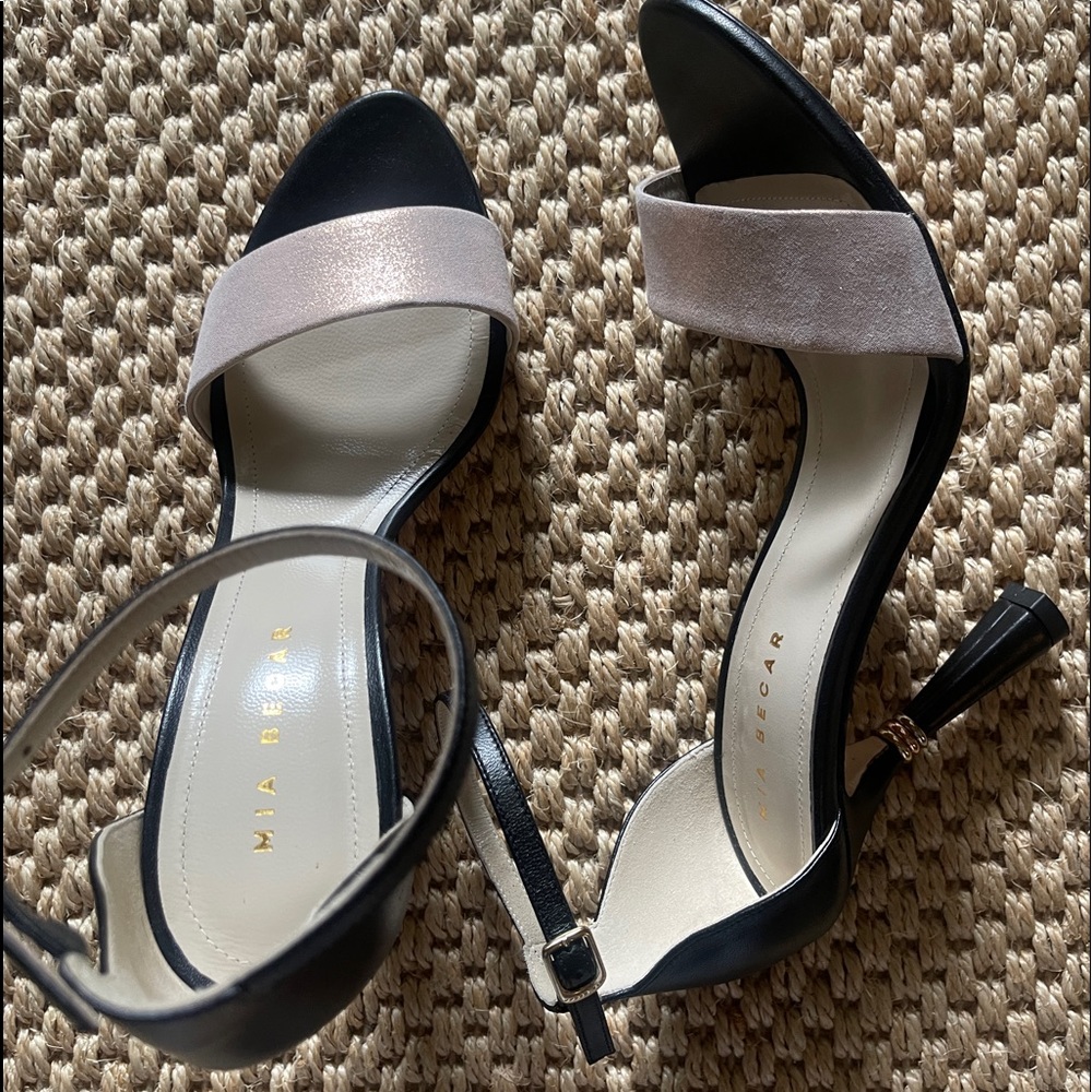 Gold and Black Ankle strap sandals